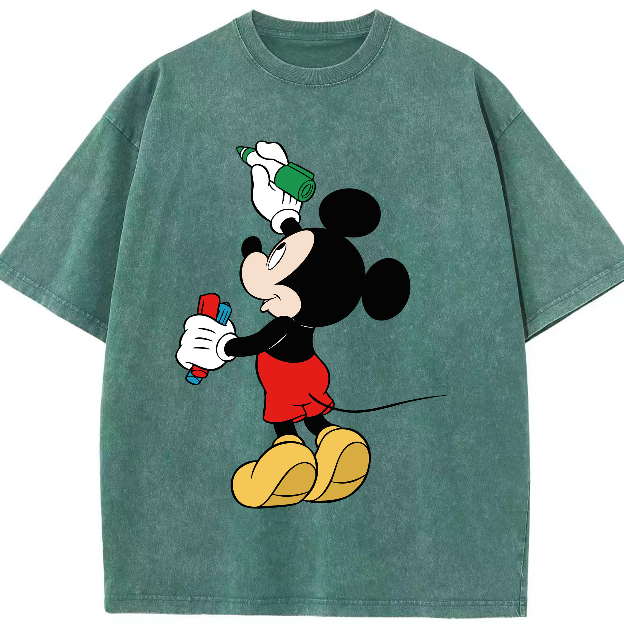 （画像用） ミッキーマウス Mickey Mouse 綿100% ヴィンテージ風 半袖Tシャツ（フロントプリント）